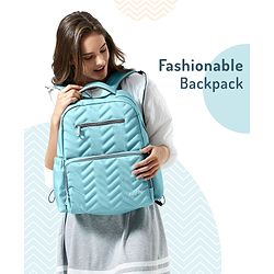 Bonfino Zig Zag Textured Free Size Diaper Backpack - Blue