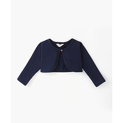 Bonfino Woven Frock With Full Sleeves Shrug Geometrical Pattern - Blue
