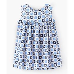 Bonfino Woven Frock With Full Sleeves Shrug Geometrical Pattern - Blue