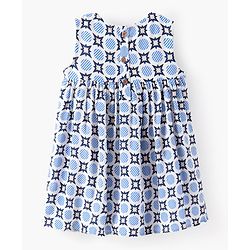 Bonfino Woven Frock With Full Sleeves Shrug Geometrical Pattern - Blue