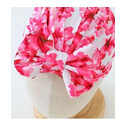 Bonfino Free Size Cap with Bow Applique Floral Print - Red & White