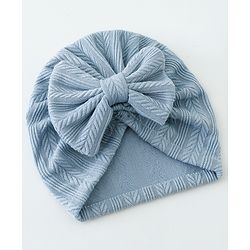 Bonfino Free Size Textured Cap with Bow Applique - Grey