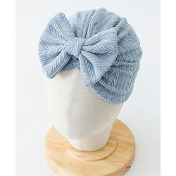 Bonfino Free Size Textured Cap with Bow Applique - Grey