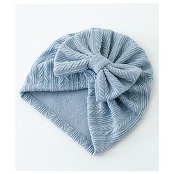 Bonfino Free Size Textured Cap with Bow Applique - Grey