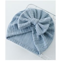 Bonfino Free Size Textured Cap with Bow Applique - Grey
