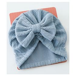 Bonfino Free Size Textured Cap with Bow Applique - Grey