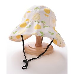 Bonfino Bucket Hat Lemon Print Off White - Diameter 18 cm