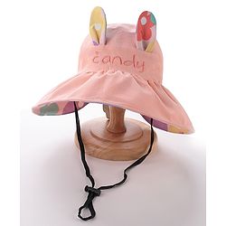 Bonfino Free Size Fashionable Bucket Hat Bunny Print - Pink