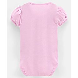 Bonfino 100% Cotton Half Sleeves Onesies Solid Color with Bow Applique  - Pink
