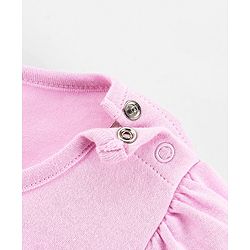Bonfino 100% Cotton Half Sleeves Onesies Solid Color with Bow Applique  - Pink