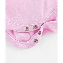 Bonfino 100% Cotton Half Sleeves Onesies Solid Color with Bow Applique  - Pink