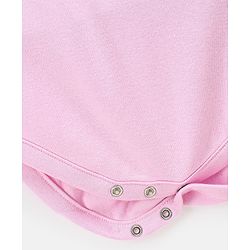 Bonfino 100% Cotton Half Sleeves Onesies Solid Color with Bow Applique  - Pink