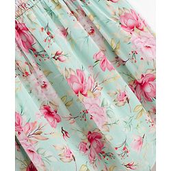 Bonfino Woven Half Sleeves Frock Floral Print - Green