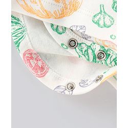 Bonfino Full Sleeves Frock Style Onesie With Ankle Length Leggings Vegetable Print- White Green