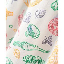 Bonfino Full Sleeves Frock Style Onesie With Ankle Length Leggings Vegetable Print- White Green