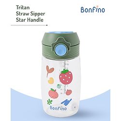 Bonfino Straw Sipper with Star Handle Green - 350 ml