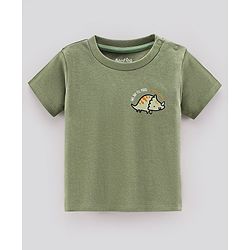 Bonfino 100% Cotton Knit Half Sleeves T-Shirts Dino Print Pack of 5 - Green Peach & White