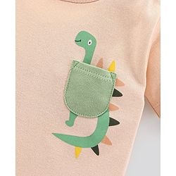 Bonfino 100% Cotton Knit Half Sleeves T-Shirts Dino Print Pack of 5 - Green Peach & White