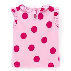 Bonfino Cotton Interlock Frill Sleeves Top & Shorts Set Polka Dots Print - Pink