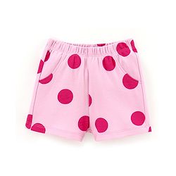 Bonfino Cotton Interlock Frill Sleeves Top & Shorts Set Polka Dots Print - Pink