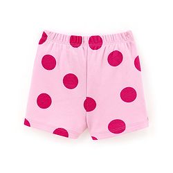 Bonfino Cotton Interlock Frill Sleeves Top & Shorts Set Polka Dots Print - Pink