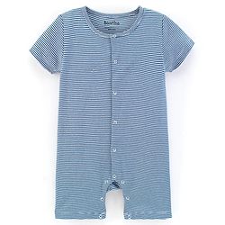 Bonfino 100% Cotton Half Sleeves Rompers Bird Print - White  Orange & Blue
