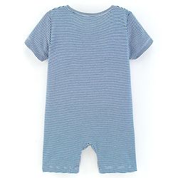 Bonfino 100% Cotton Half Sleeves Rompers Bird Print - White  Orange & Blue