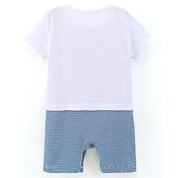 Bonfino 100% Cotton Half Sleeves Rompers Bird Print - White  Orange & Blue
