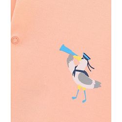 Bonfino 100% Cotton Half Sleeves Rompers Bird Print - White  Orange & Blue