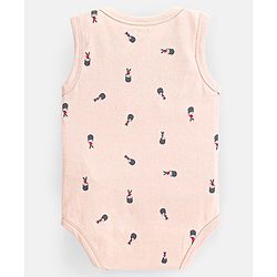 Bonfino 100% Cotton  Sleeveless Onesies Beefeaters Print pack of 3 - Ivory Peach & Blue