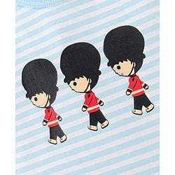 Bonfino 100% Cotton  Sleeveless Onesies Beefeaters Print pack of 3 - Ivory Peach & Blue