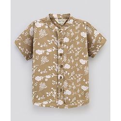 Bonfino Half Sleeve Shirt And Shorts Set Floral Print - Beige & White
