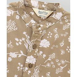 Bonfino Half Sleeve Shirt And Shorts Set Floral Print - Beige & White
