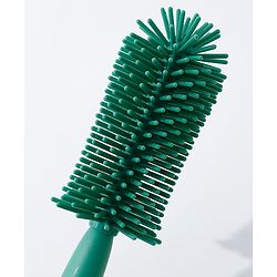 Bonfino Bottle & Nipple Cleaning Brushes with Elephant Detailing - Green| Straw Brush| Scratch Resistant| Silicone & Sponge Heads| BPA Free & Non-toxic| Easygrip Handle| Bottles, Sippers, Teats, Straw