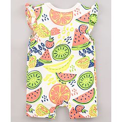 Bonfino 100% Cotton Knit Frill Sleeves Rompers Fruits & Polka Dots Print Pack of 3 - Multicolour