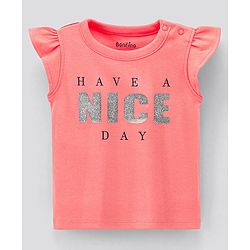 Bonfino 100% Cotton Interlock Fabric Half Sleeves Text & House Printed T-Shirt Pack Of 2 - Pink & Red