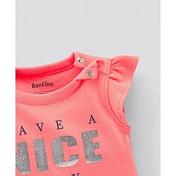 Bonfino 100% Cotton Interlock Fabric Half Sleeves Text & House Printed T-Shirt Pack Of 2 - Pink & Red