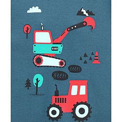 Bonfino 100% Cotton Half Sleeves Construction Vehicle Printed T-Shirt - Blue