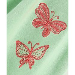 Bonfino Flutter Sleeves Frock With Butterfly Print & Bloomer - Green