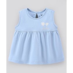 Bonfino Cotton Sleeveless Top Floral Print Pack of 2 - Off White & Blue
