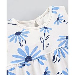 Bonfino Cotton Sleeveless Top Floral Print Pack of 2 - Off White & Blue