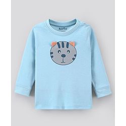 Bonfino 100% Cotton Knit Full Sleeves Night Suit Tiger Print Pack of 3- White Blue & Light Blue
