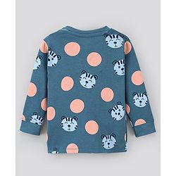 Bonfino 100% Cotton Knit Full Sleeves Night Suit Tiger Print Pack of 3- White Blue & Light Blue