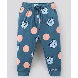 Bonfino 100% Cotton Knit Full Sleeves Night Suit Tiger Print Pack of 3- White Blue & Light Blue
