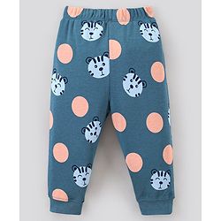 Bonfino 100% Cotton Knit Full Sleeves Night Suit Tiger Print Pack of 3- White Blue & Light Blue