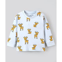 Bonfino 100% Cotton Knit Full Sleeves Night Suit Elephant & Deer Print Pack of 3- Yellow Grey & Red