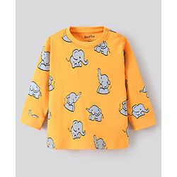 Bonfino 100% Cotton Knit Full Sleeves Night Suit Elephant & Deer Print Pack of 3- Yellow Grey & Red