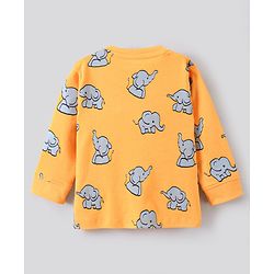 Bonfino 100% Cotton Knit Full Sleeves Night Suit Elephant & Deer Print Pack of 3- Yellow Grey & Red