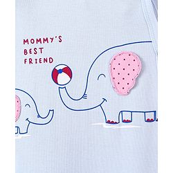 Bonfino 100% Cotton Full Sleeves Sleep Suits Elephant Print Pack of 2 - Blue & White