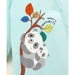 Bonfino 100% Cotton Knit Full Sleeves Sleep Suits Panda Print & Patch Work Pack of 2 - Peach & Blue
